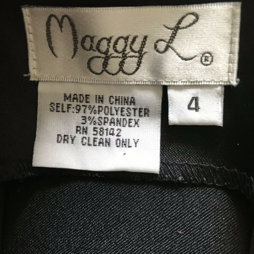 Maggy L Dress Black Satin Ruffled Trim Cocktail - Picture 4 of 5